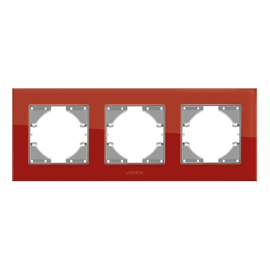 Рамка червоне скло на 3 місця горизонтальна VIDEX BINERA - фото №2