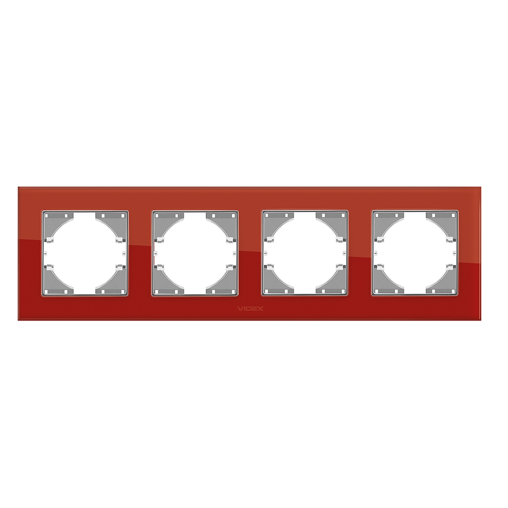 Рамка червоне скло на 4 місця горизонтальна VIDEX BINERA