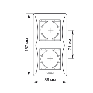 Рамка кремова на 2 місця вертикальна VIDEX BINERA - фото №2