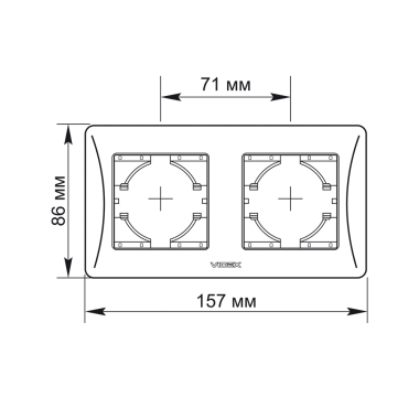 Рамка кремова на 2 місця горизонтальна VIDEX BINERA - фото №2