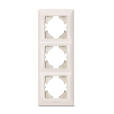 Рамка кремова на 3 місця вертикальна VIDEX BINERA - фото