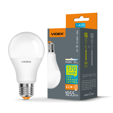 LED bulb VIDEX A60h 6.2W E27 4100K