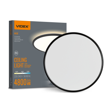 LED світильник з декоративною підсвіткою VIDEX DL5R 44W 3000K-4000K-5000K Black - фото