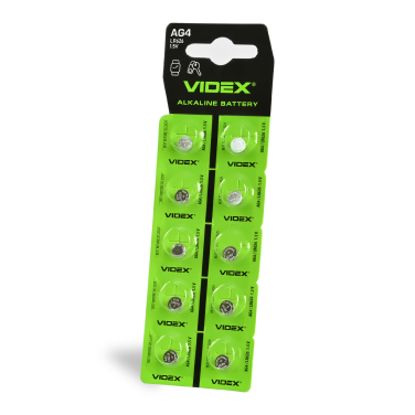 Button Cell Batteries VIDEX AG 4/LR626 BLISTER CARD 10 pcs 