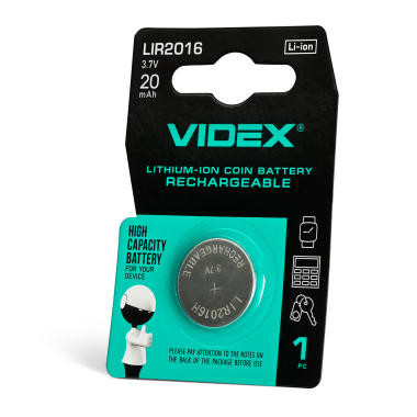 Акумулятор літієвий Videx LIR2016 1шт BLISTER CARD - фото
