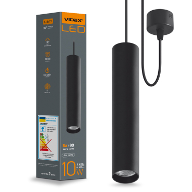 LED світильник підвісний накладний VIDEX 10W 4100K чорний - фото