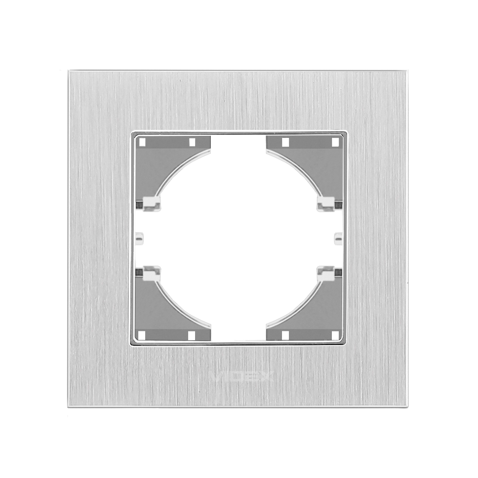 Рамка срібний алюміній одинарна горизонтальна VIDEX BINERA