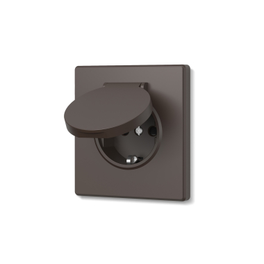 Розетка одинарна із заземленням та кришкою мокко VIDEX NOTA (VF-NT-SK1GC-BR) - фото