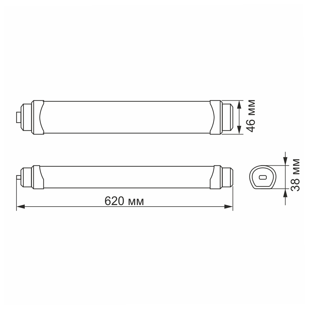 LED світильник IP65 лінійний магістральний VIDEX 18W 0,6М 5000K