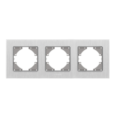 Рамка срібний алюміній на 3 місця горизонтальна VIDEX BINERA - фото №2