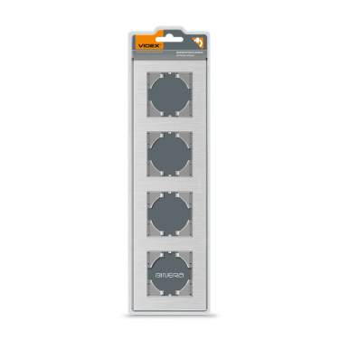 Рамка срібний алюміній на 4 місця горизонтальна VIDEX BINERA - фото