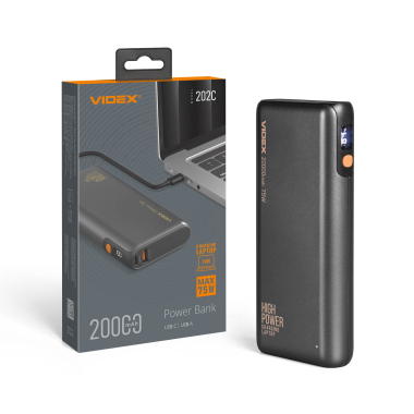 Повербанк 20000mAh VIDEX VPB-202C 75W Black - фото