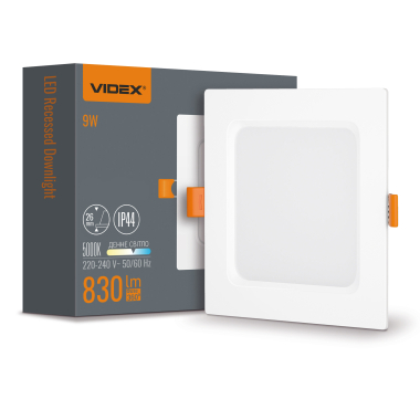 LED світильник Back вбудований квадрат VIDEX 9W 5000K - фото
