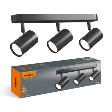 Світильник VIDEX під лампу 3xGU10 накладний поворотний чорний VL-SPF05B-WFB - фото