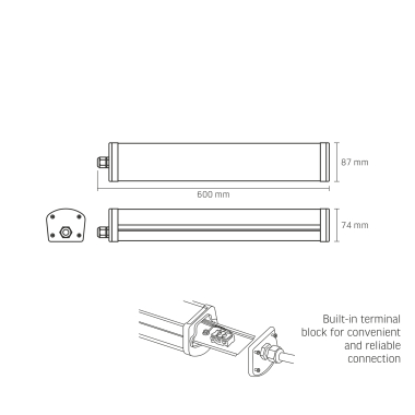 LED світильник IP65 лінійний VIDEX 24W 0,6М 4000K - фото №7