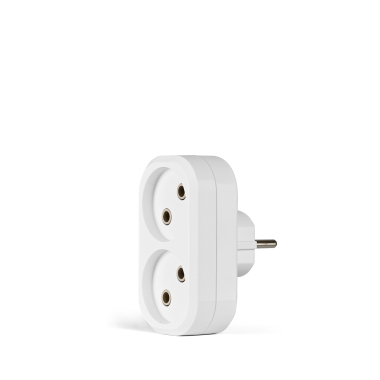 Мережевий розгалужувач без заземлення 2 гнізда білий TITANUM STANDARD - фото