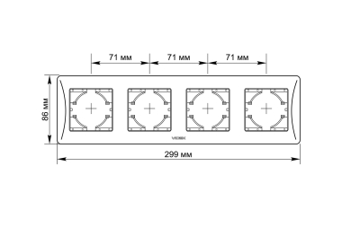 Рамка срібний шовк на 4 місця горизонтальна VIDEX BINERA - фото №2