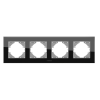 Рамка чорне скло на 4 місця горизонтальна VIDEX BINERA - фото №2