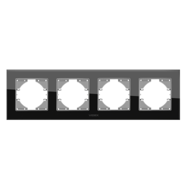 Рамка чорне скло на 4 місця горизонтальна VIDEX BINERA - фото №2