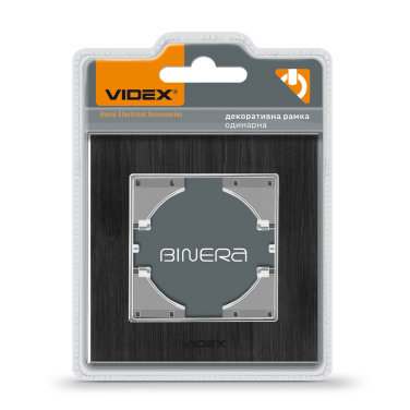 Рамка чорний алюміній одинарна горизонтальна VIDEX BINERA - фото