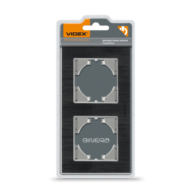 Рамка чорний алюміній на 2 місця горизонтальна VIDEX BINERA - фото