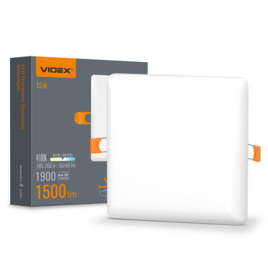 LED світильник безрамковий квадратний VIDEX 15W 4100K - фото