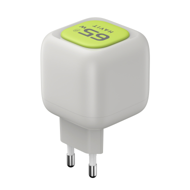 Зарядний пристрій HAVIT UC253 GaN 65W USB-A+USB-C +Кабель USB-C Gray/Green - photo №4