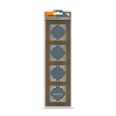 Рамка шоколадний алюміній на 4 місця горизонтальна VIDEX BINERA - фото