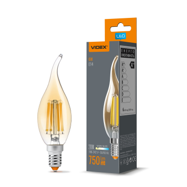 LED лампа VIDEX Filament C37FtA 6W E14 2200K бронза - фото