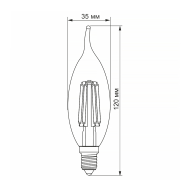 LED лампа VIDEX Filament C37FtA 6W E14 2200K бронза - фото №3