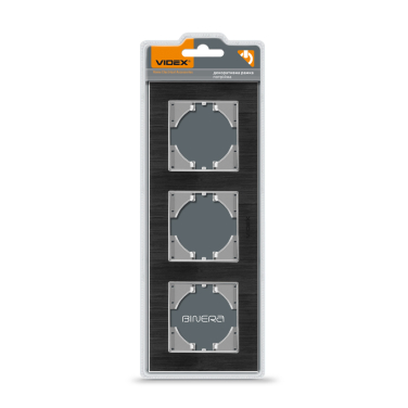 Рамка чорний алюміній на 3 місця горизонтальна VIDEX BINERA - фото