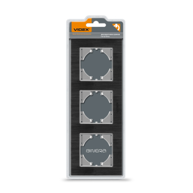 Рамка чорний алюміній на 3 місця горизонтальна VIDEX BINERA - фото