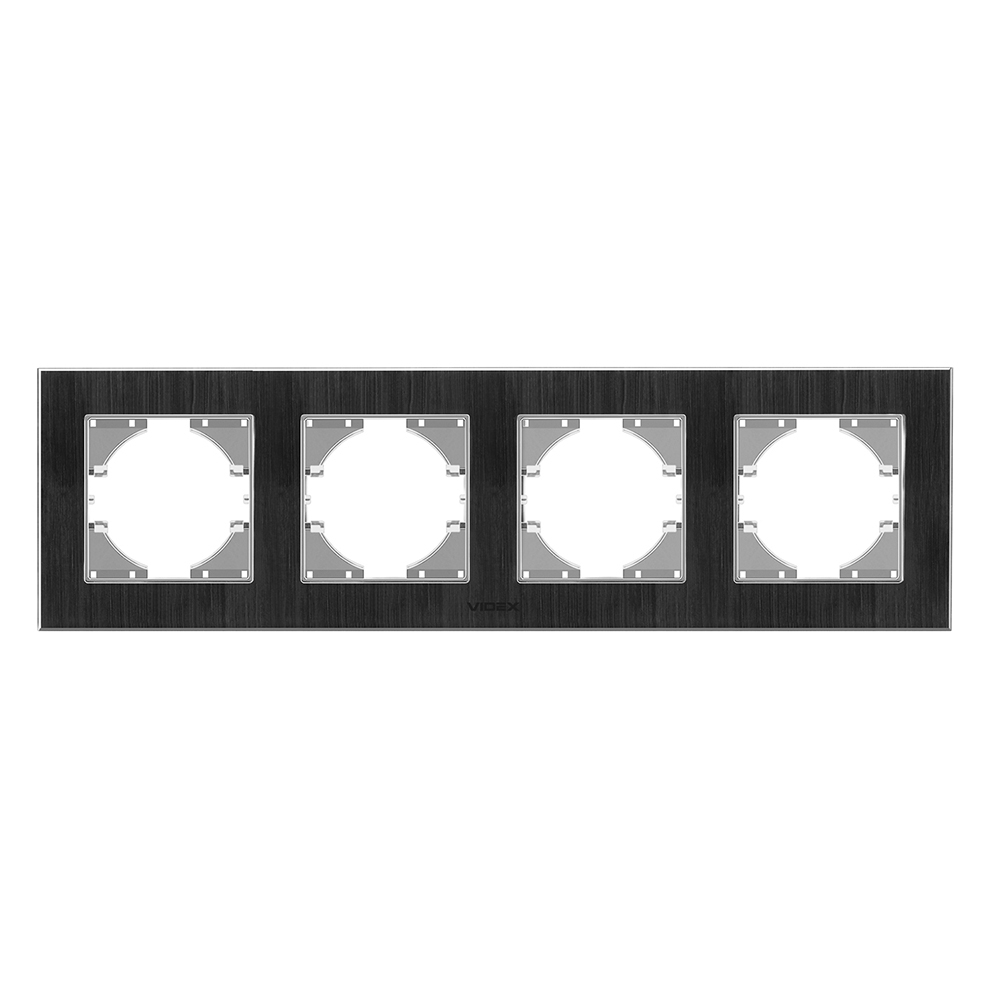Рамка чорний алюміній на 4 місця горизонтальна VIDEX BINERA
