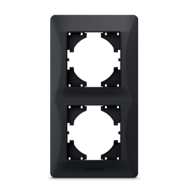 Рамка чорний графіт на 2 місця вертикальна VIDEX BINERA - фото