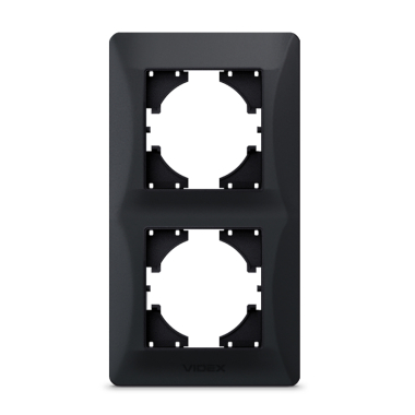 Рамка чорний графіт на 2 місця вертикальна VIDEX BINERA - фото