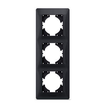 Рамка чорний графіт на 3 місця вертикальна VIDEX BINERA - фото