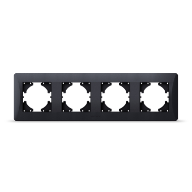 Рамка чорний графіт на 4 місця горизонтальна VIDEX BINERA - фото
