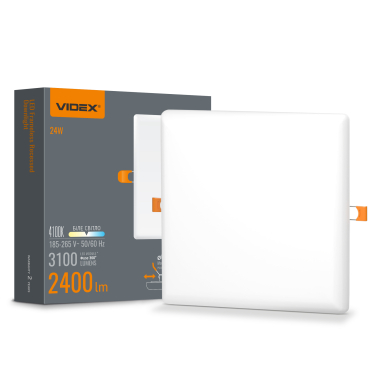 LED світильник безрамковий квадратний VIDEX 24W 4100K - фото