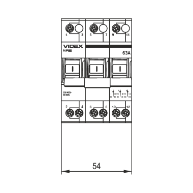 Перемикач навантаження 3п 63А VF-RS-PN363 VIDEX RESIST - фото №5