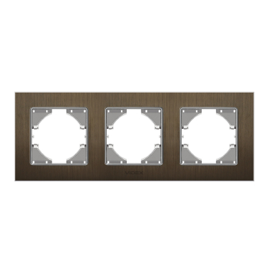Рамка шоколадний алюміній на 3 місця горизонтальна VIDEX BINERA - фото №2