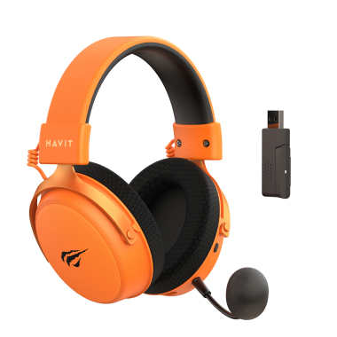 Бездротові ігрові навушники HAVIT H2015 Pro Black+Orange - photo №2