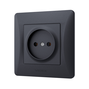 Розетка одинарна чорний графіт VIDEX BINERA - фото №3