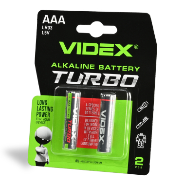 Батарейка лужна Videx LR03/AAA Turbo 2шт BLISTER - фото №2