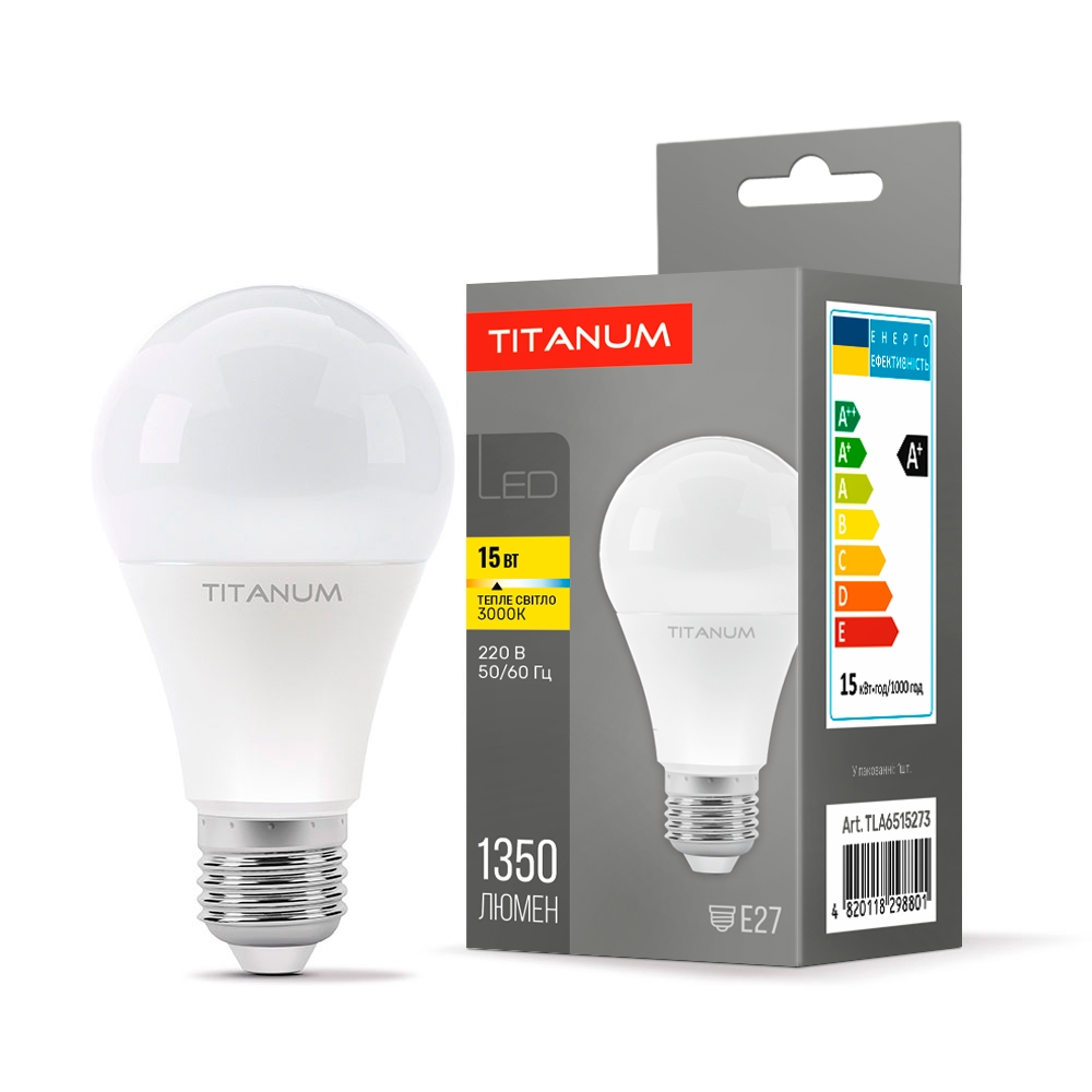 LED лампа TITANUM A65 15W E27 3000K