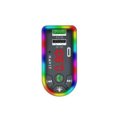 FM модулятор HAVIT HV-FM813BT 2USB+USB-C RGB Black - фото №2