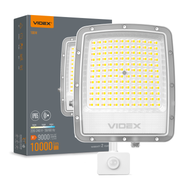 LED прожектор VIDEX F5 100W 3000-5000-6500K з датчиком руху 230V White (VL-F5-100CW-S) - фото