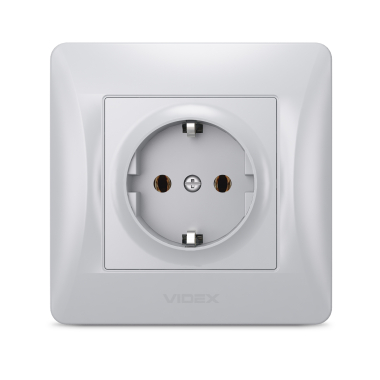 Розетка одинарна із заземленням срібний шовк VIDEX BINERA - фото №2