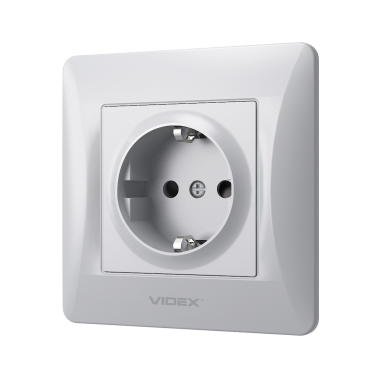 Розетка одинарна із заземленням срібний шовк VIDEX BINERA - фото №3