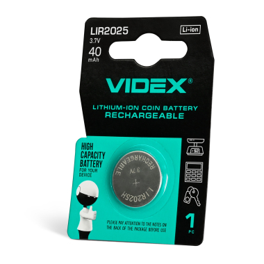 Акумулятор літієвий Videx LIR2025 1шт BLISTER CARD - photo