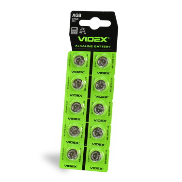 Button Cell Batteries VIDEX AG 8/LR1120 BLISTER CARD 10 pcs